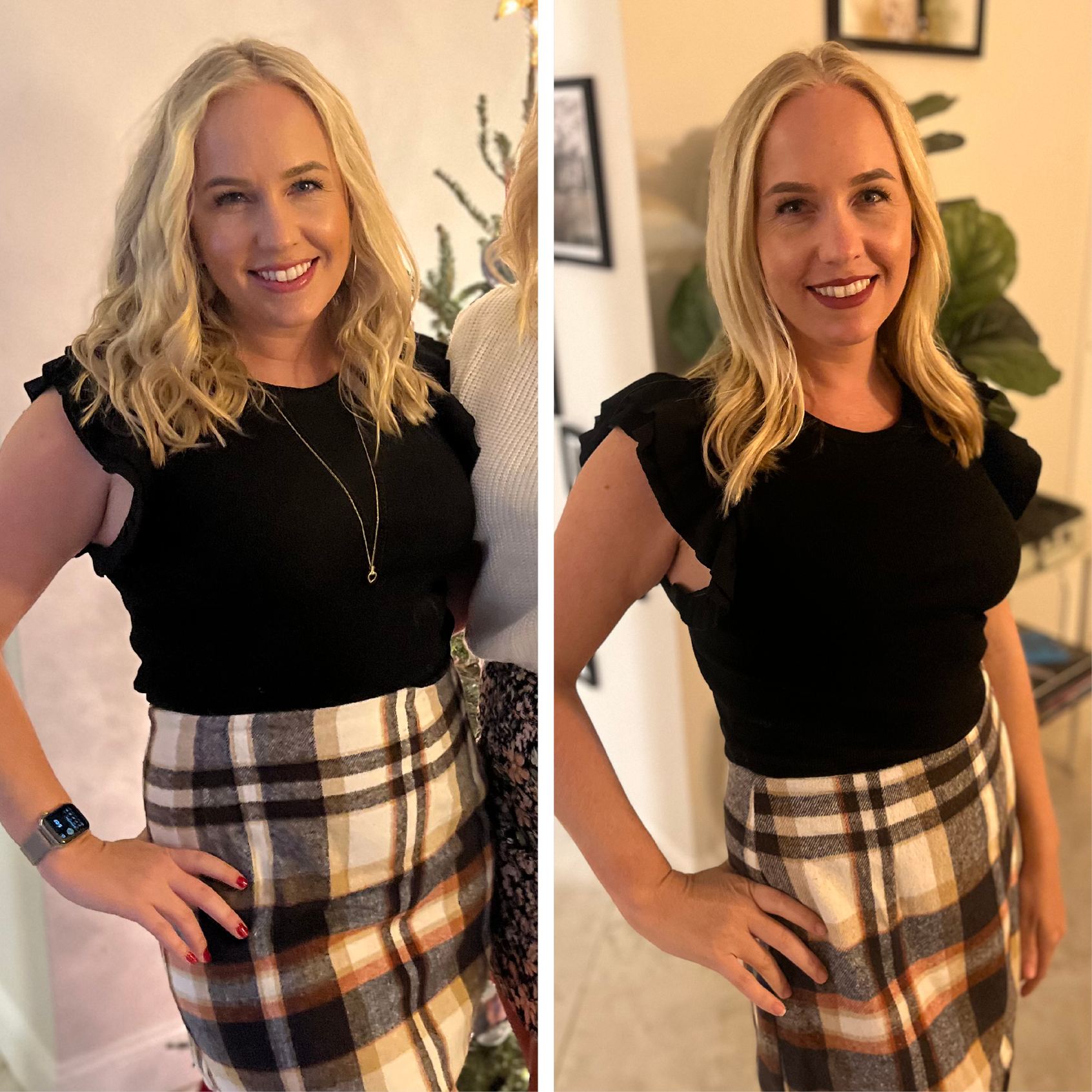 Hannah B. before and after — lost 30 lbs in 6 months with Trimsulin