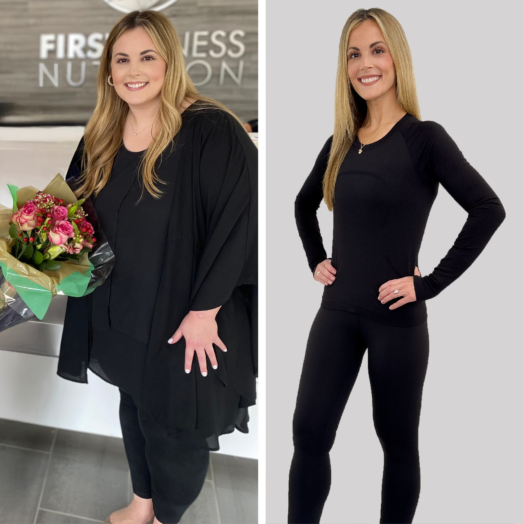 Kacie T. before and after — lost 100+ lbs with Trimsulin