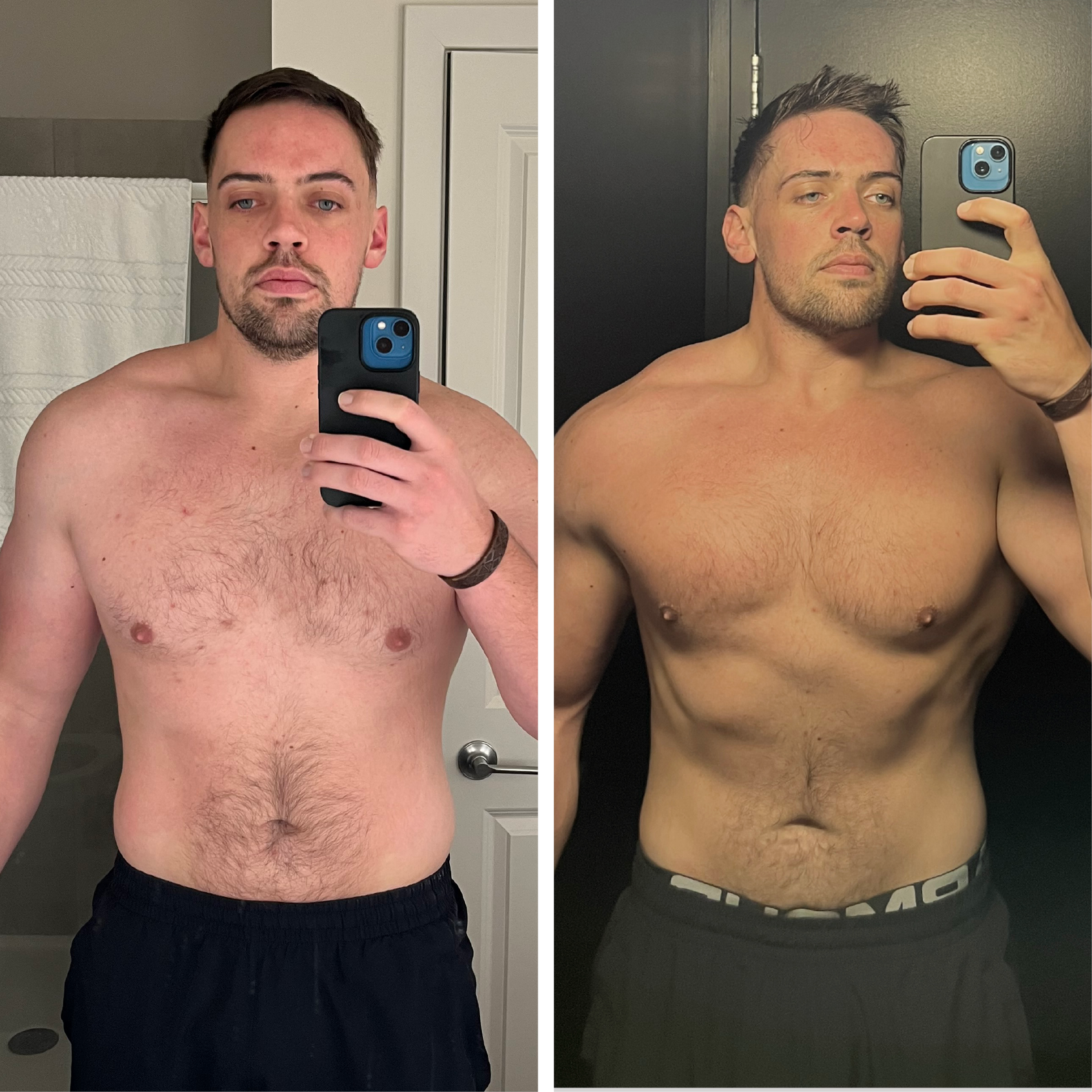 Michael M. before and after — lost 23 lbs in 4 months with Trimsulin